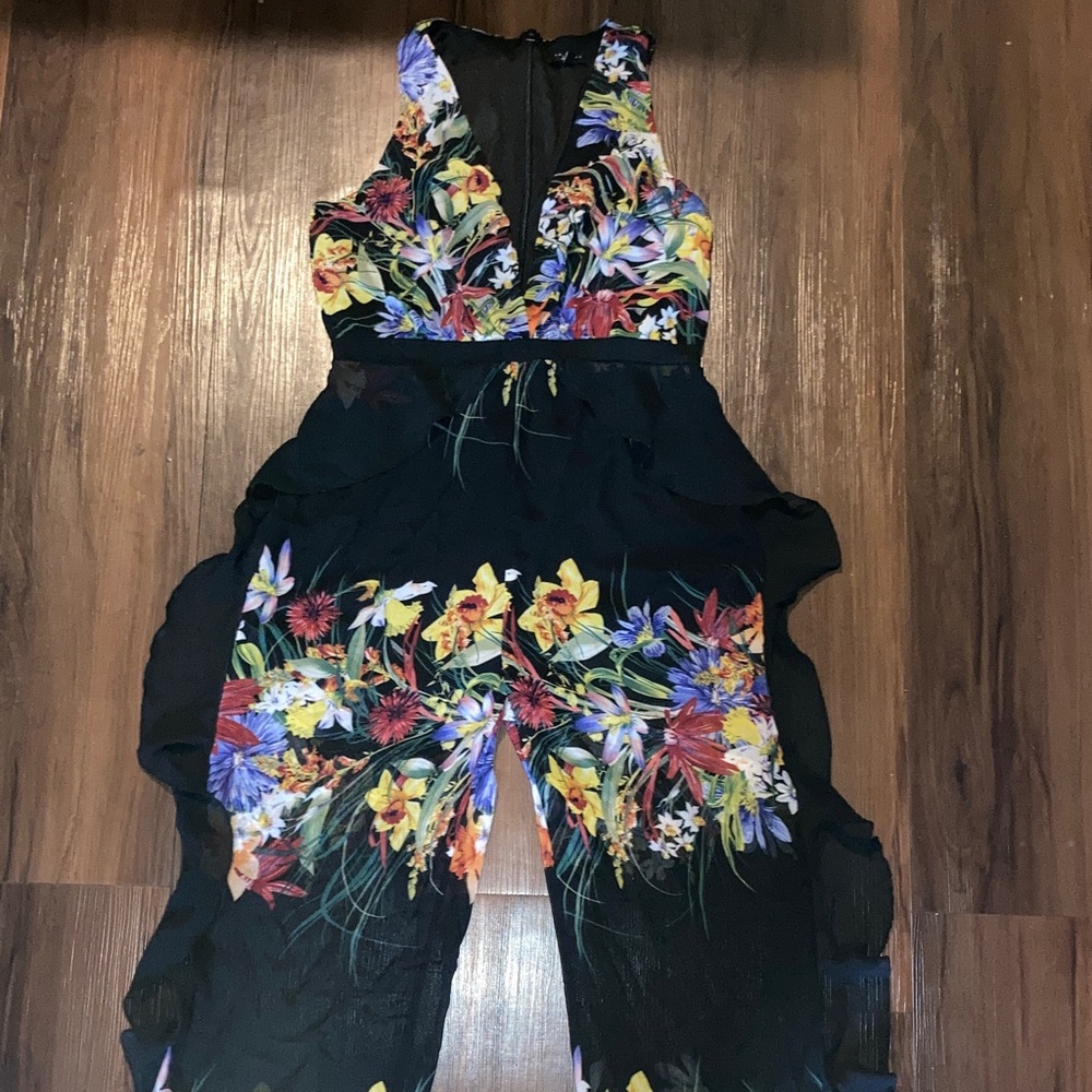 WOW Couture Black Floral Jumpsuit
